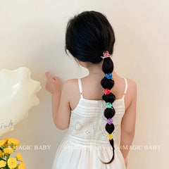 Hot Sale Kids Elastic Scrunchies Durable Ponytail Hold Solid Color Fashionable Daily Hair Ties Accessory Sweet Simple Bulk Stock