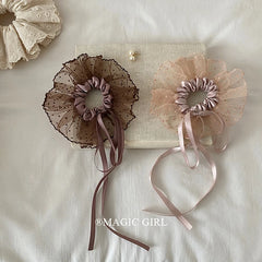 Fashion Lace Ribbon Scrunchies for Girls Elegant Graceful Chic Trendy Hair Ties for Women Ladies Hair Accessories in Stock