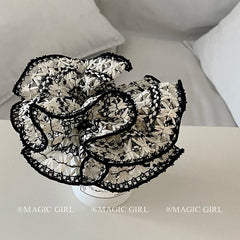 French Style Black White Boucles Knit Scrunchies Hairband Exquisite Hair Tie for Women Elegant Versatile Hair Accessories