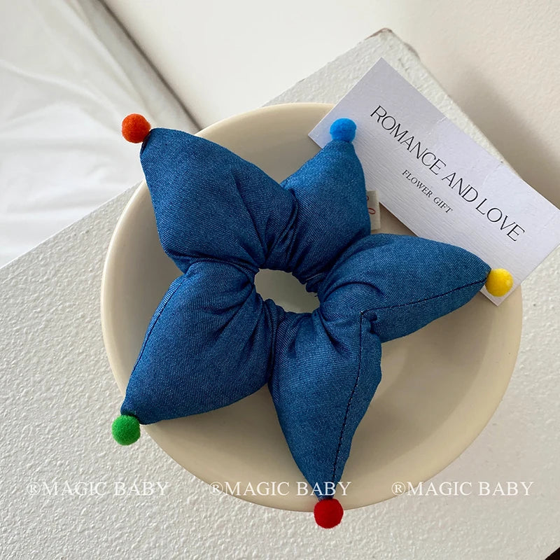 Fashion Star Polka Dot Scrunchies for Baby Girls Cute Kawaii Plaid Stripe Hair Ties for Kids Children Hair Accessories in Stock