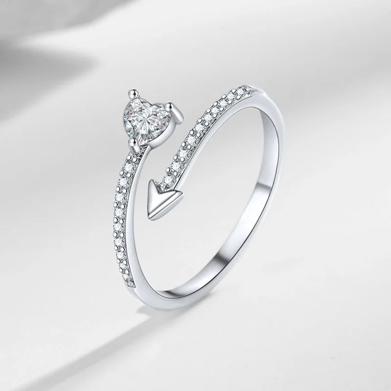 Korean Simple Heart-shaped Rings Women's Fashion Zircon Love Couple Ring InstaStyle Light Luxury Jewelry Accessories Wholesale