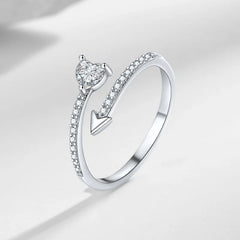 Korean Simple Heart-shaped Rings Women's Fashion Zircon Love Couple Ring InstaStyle Light Luxury Jewelry Accessories Wholesale