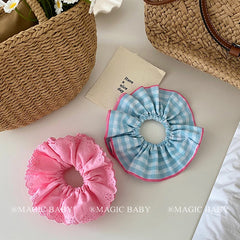 Elegant Graceful Simple Minimalistic Plaid Scrunchies Sweet Cute Hair Ties for Baby Girls Kids Hair Accessories Stock