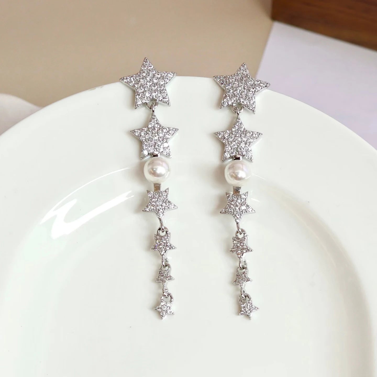 Fashion Star Sweet Elegant Tassel Drop Earrings for Girls Trendy Stylish Dainty Glamorous Jewelry for Women Ladies Accessories