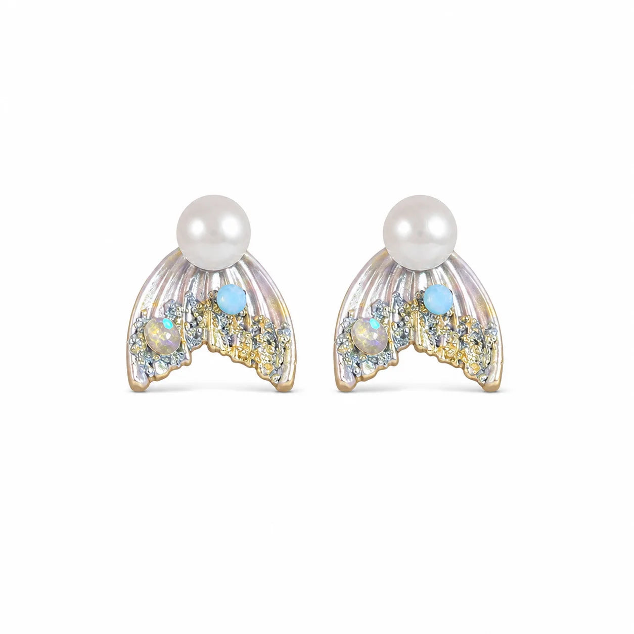 Fashion S925 Silver Copper 18K Gold Plated Mermaid Freshwater Pearl Earrings for Girls Sweet Cute Jewelry for Women Ladies Bulk