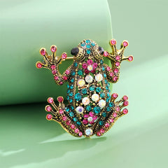 Fashion Glitter Rhinestone Animals Frog Brooches for Girls Stylish Trendy Pins Jewelry for Women Ladies Accessories Wholesale