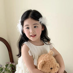 Luxurious Baby Girls Hair Clips Sweet Bowknot Feather Style Cute Princess Alligators Alloy Fabric Hair Accessories for Party