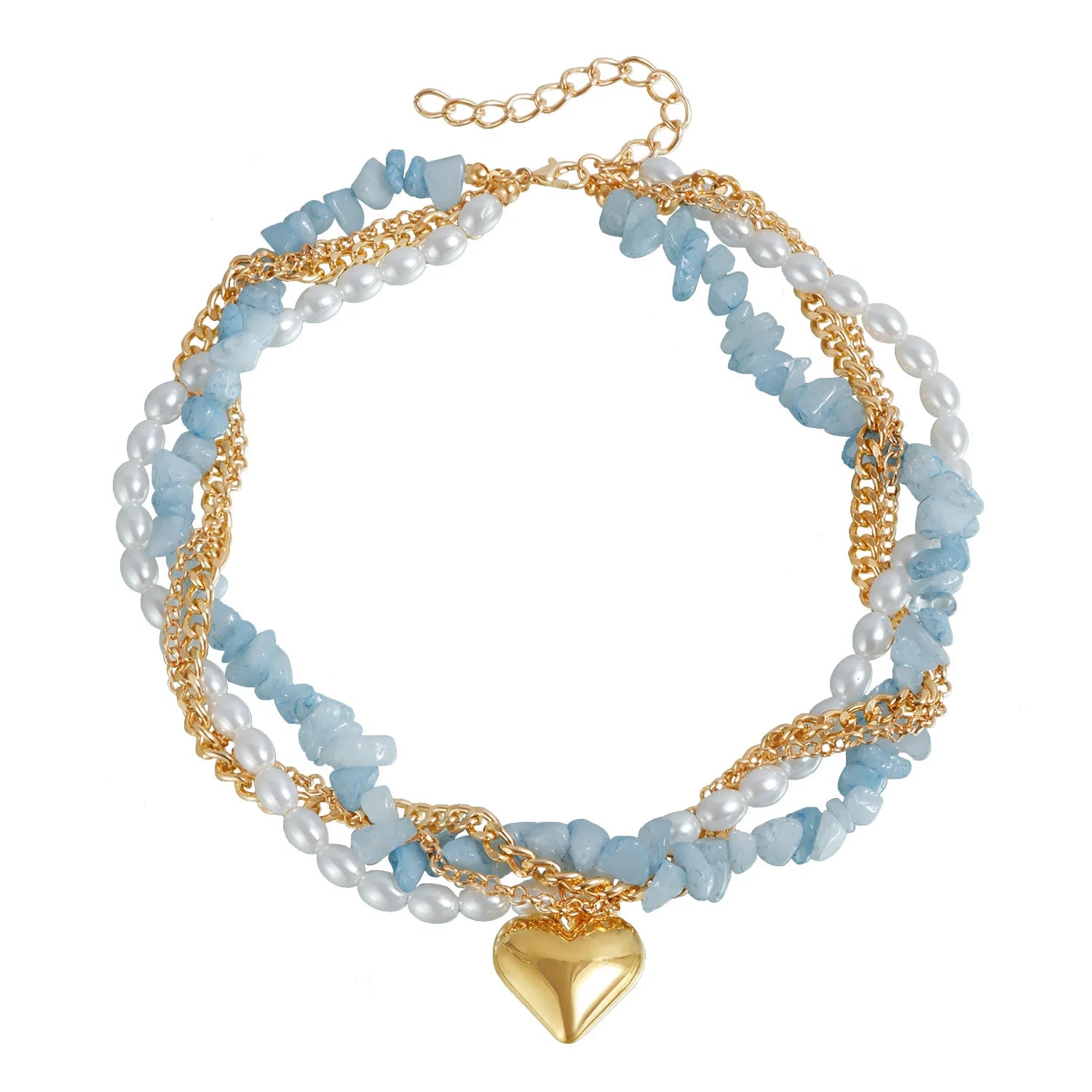 Fashion Sweet Beads Heart Shaped Necklaces for Girls Luxury Glamorous Charms Jewelry for Women Ladies Accessories Wholesale