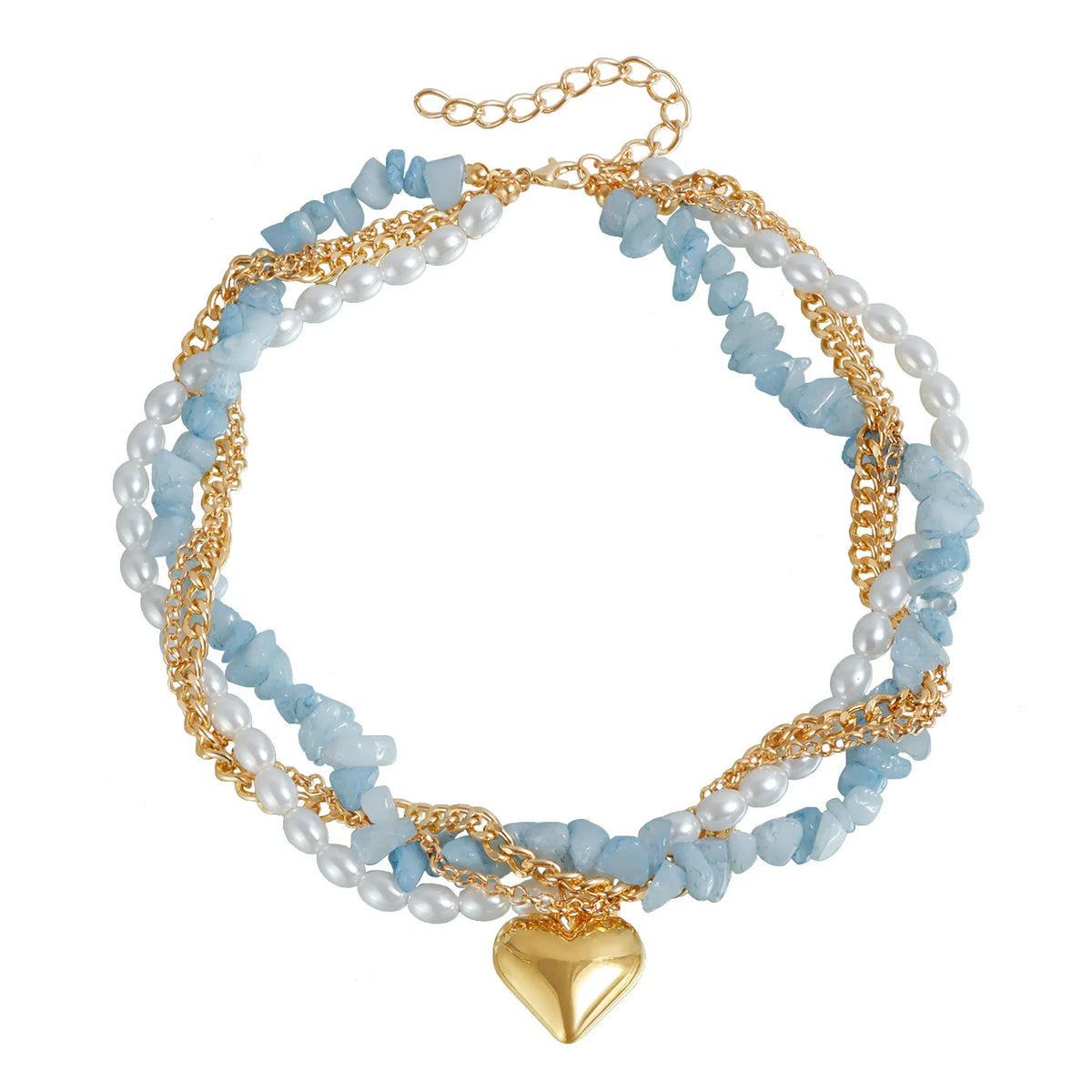 European and American cross-border accessories fashion entwined exaggerated heart-shaped multi-layer necklace for women short