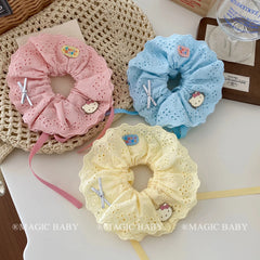 Fashion Cute Solid Color Kitty Cat Bowknot Scrunchies Sweet Kawaii Hair Ties for Baby Girls and Kids Children Hair Accessories