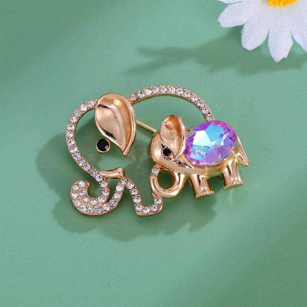 Fashion Glitter Sparking Luxury Simple Animals Elephant Brooches for Girls Sweet Stylish Pins Jewelry for Women Ladies Accessory