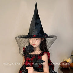 Halloween Witch Hat for Kids Butterfly Skull Spooky Cute Children Costume Party Headwear Trick or Treat Magic Witchcraft Gift