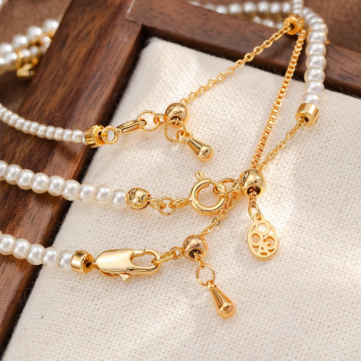 Fashion Imitation Pearl Cubic Zirconia 18K Gold Plated Bracelets for Girls Sweet Elegant Jewelry for Women Ladies Wholesale