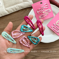 Solid Color Glitter Fashion Trendy Hair Clips for Baby Girls Sweet Cute Snap Clips for Kids Teens Children Hair Accessories