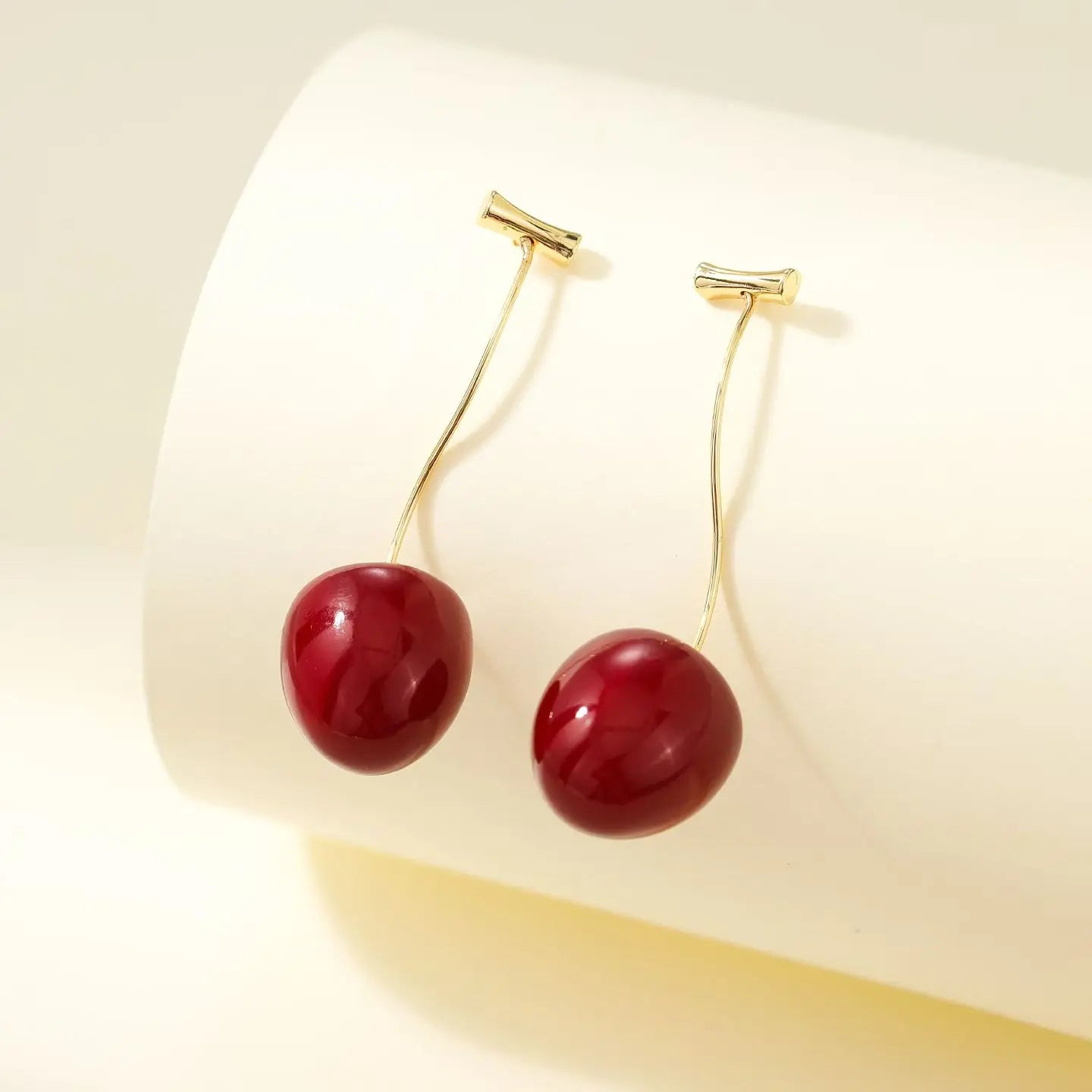Cute Sweet Fruits Cherry Fashion Drop Earrings for Girls Kawaii Trendy Jewelry for Women Ladies Accessories Chinese Supplier