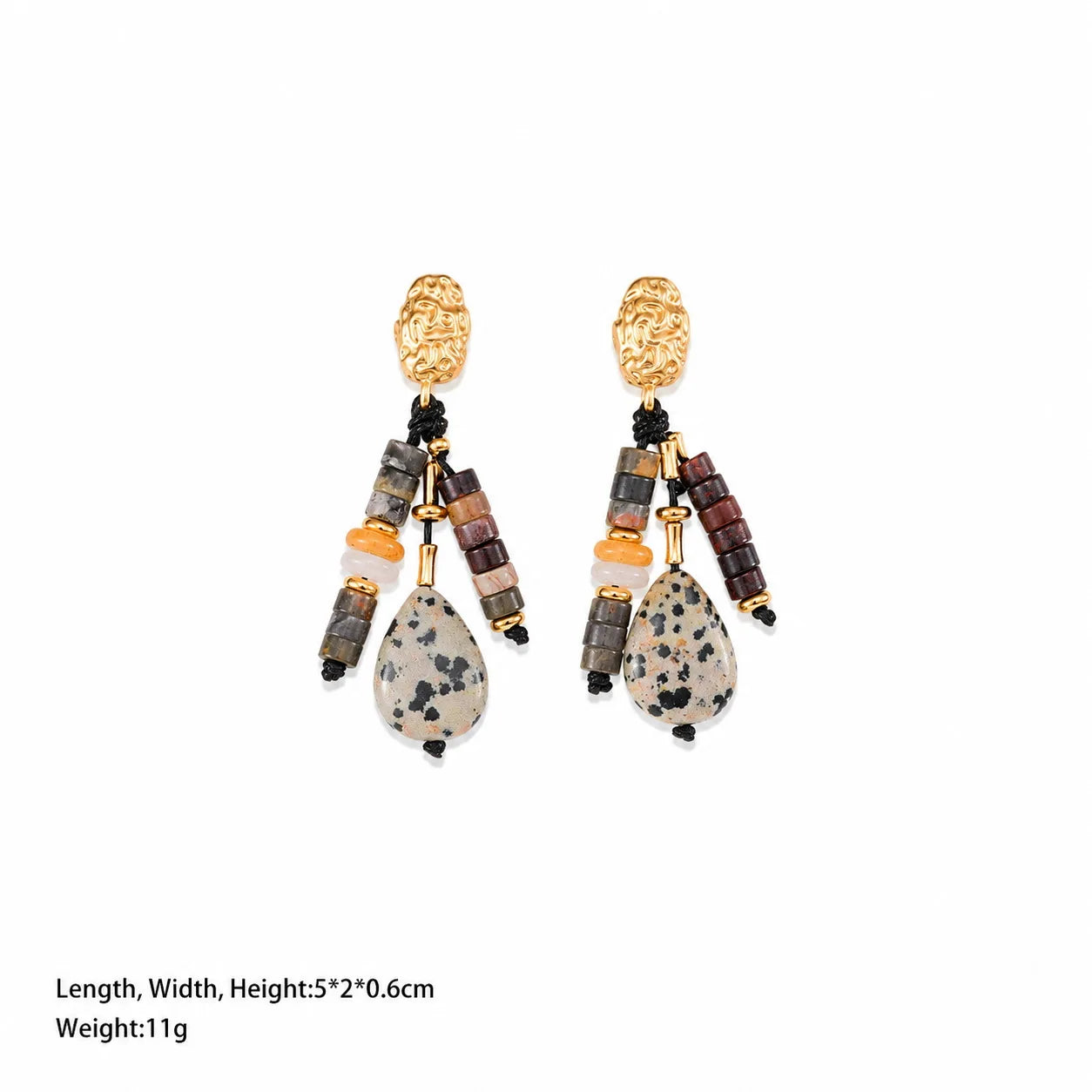 Female Dotted Stone 18k Gold-plated Necklace Picasso Separated Beads Drop Earring Charms Fashion in Stock Causal Jewelry Sets