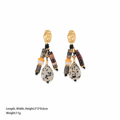 Female Dotted Stone 18k Gold-plated Necklace Picasso Separated Beads Drop Earring Charms Fashion in Stock Causal Jewelry Sets