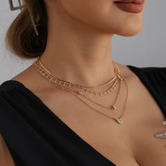 Fashion Heart Shaped Layered Wearing Necklaces for Girls Elegant Stylish Glamorous Charms Jewelry for Women Ladies Accessories