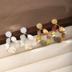 Fashion Natural Stone Freshwater Pearl Shell Drop Earrings for Girls Sweet Jewelry for Women Ladies Wholesale China Manufacturer
