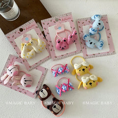 Kids Animals Cartoon Solid Colored High Elastic Hair Ties Fashion Cute Sweet in Stock Scrunchies Accessories for Children Daily
