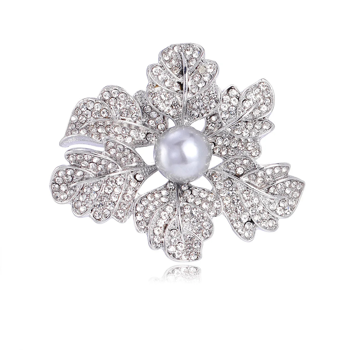 Fashion Flowers Floral Imitation Pearl Sweet Brooches for Girls Elegant Glitter Sparkle Pins Jewelry for Women Ladies Accessory
