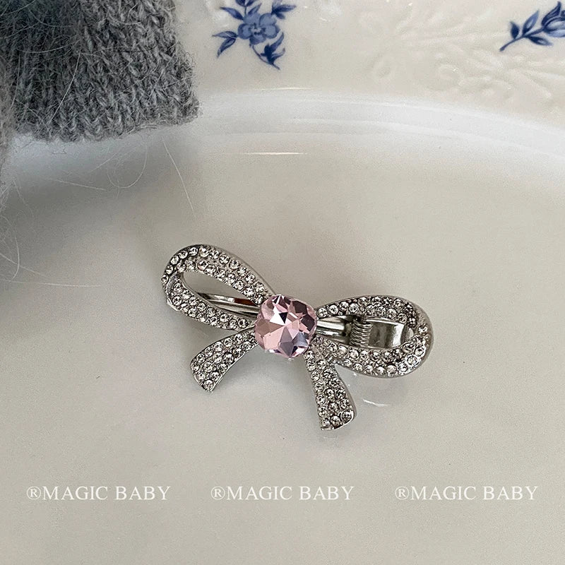 Fashion Glitter Bowknot Rhinestone Hair Clips for Baby Girls Cute Kawaii Luxurious Alligators for Kids Children Hair Accessories