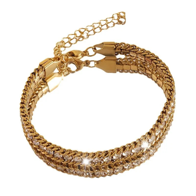 Fashion Elegant Glitter Chain Bracelet Stainless Steel Vintage Classic Retro Trendy Jewelry for Women Accessories Wholesale