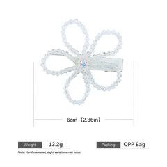 White Solid Color Flower Glitter Hair Clips for Girls Simple Minimalistic Sparkle Alligators for Women Ladies Hair Accessories