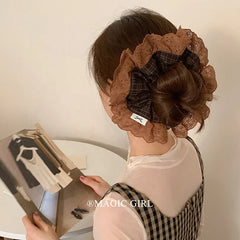 Female Solid Colored Large Scrunchies Elegant Fashion Simple Customized Bulk Order in Stock Hair Ties Accessory for Causal Use