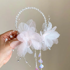 Girly Aesthetic Butterfly Beads Glitter Solid Color Headbands Fashion Sweet Elegant in Stock Hairbands Accessories for Kids Prom