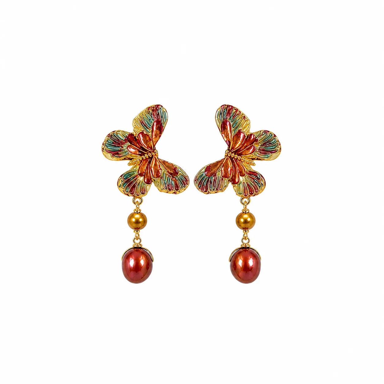 Fashion Butterfly Freshwater Pearl S925 Silver 18K Gold Plated Drop Earrings for Girls Trendy Sweet Jewelry for Women Ladies