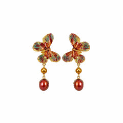 Fashion Butterfly Freshwater Pearl S925 Silver 18K Gold Plated Drop Earrings for Girls Trendy Sweet Jewelry for Women Ladies