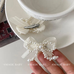 Minimalistic Bowknot Imitation Pearl Hair Clips for Baby Girls Classic Chic Alligators for Kids Children Hair Accessories