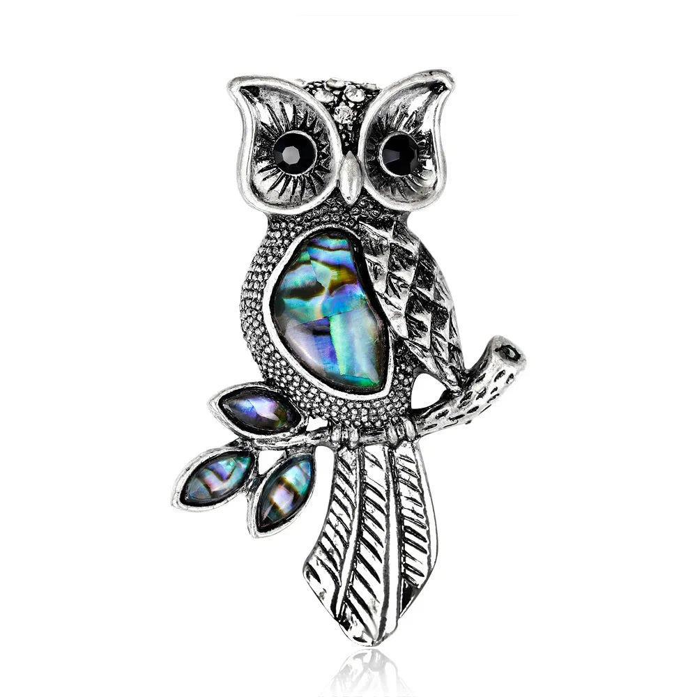 Fashion Retro Vintage Lustrous Animals Owl Brooches for Girls Stylish Trendy Glitter Pins Jewelry for Women Ladies Accessories