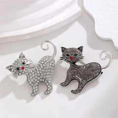 Fashion Cat Glitter Rhinestone Puppy Sweet Brooches for Girls Stylish Animals Pins Jewelry for Women Ladies Accessories Chic