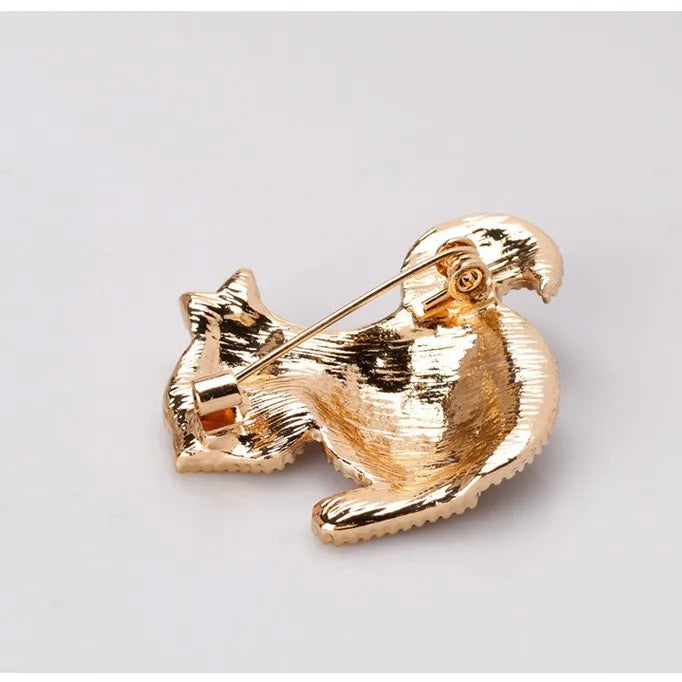 Sweet Fashion Glitter Sparkle Animals Squirrel Brooches for Girls Cute Luxury Stylish Pins Jewelry for Women Ladies Accessories