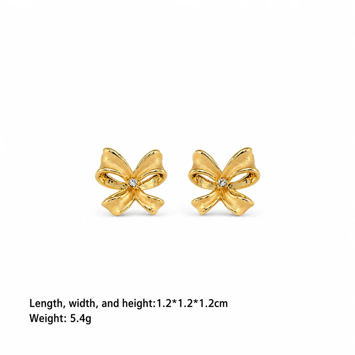 Fashion Bowknot Butterfly 18K Gold Plated Stud Earrings for Girls Simple Classic Minimalistic Jewelry for Women Ladies Wholesale