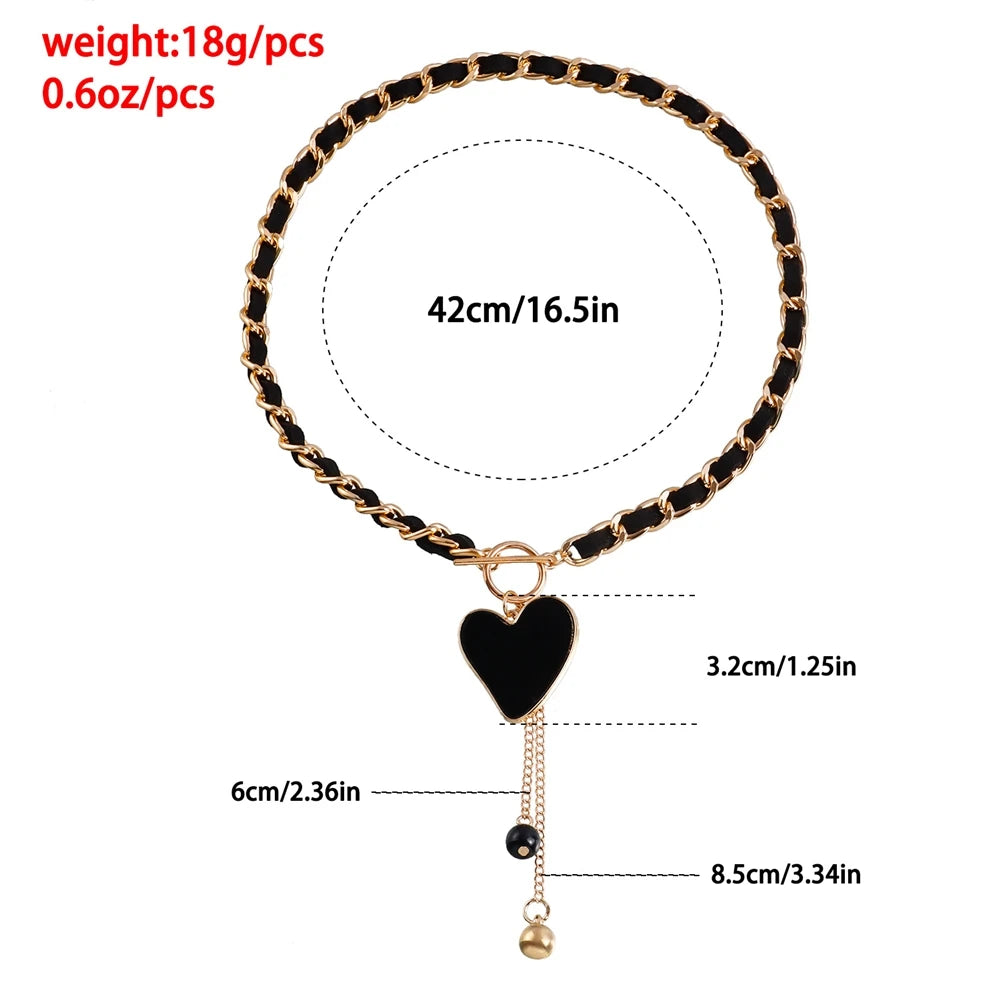 Fashion Heart Shaped Simple Minimalistic Necklaces for Girls Sweet Trendy Dainty Jewelry for Women Ladies Accessories Wholesale