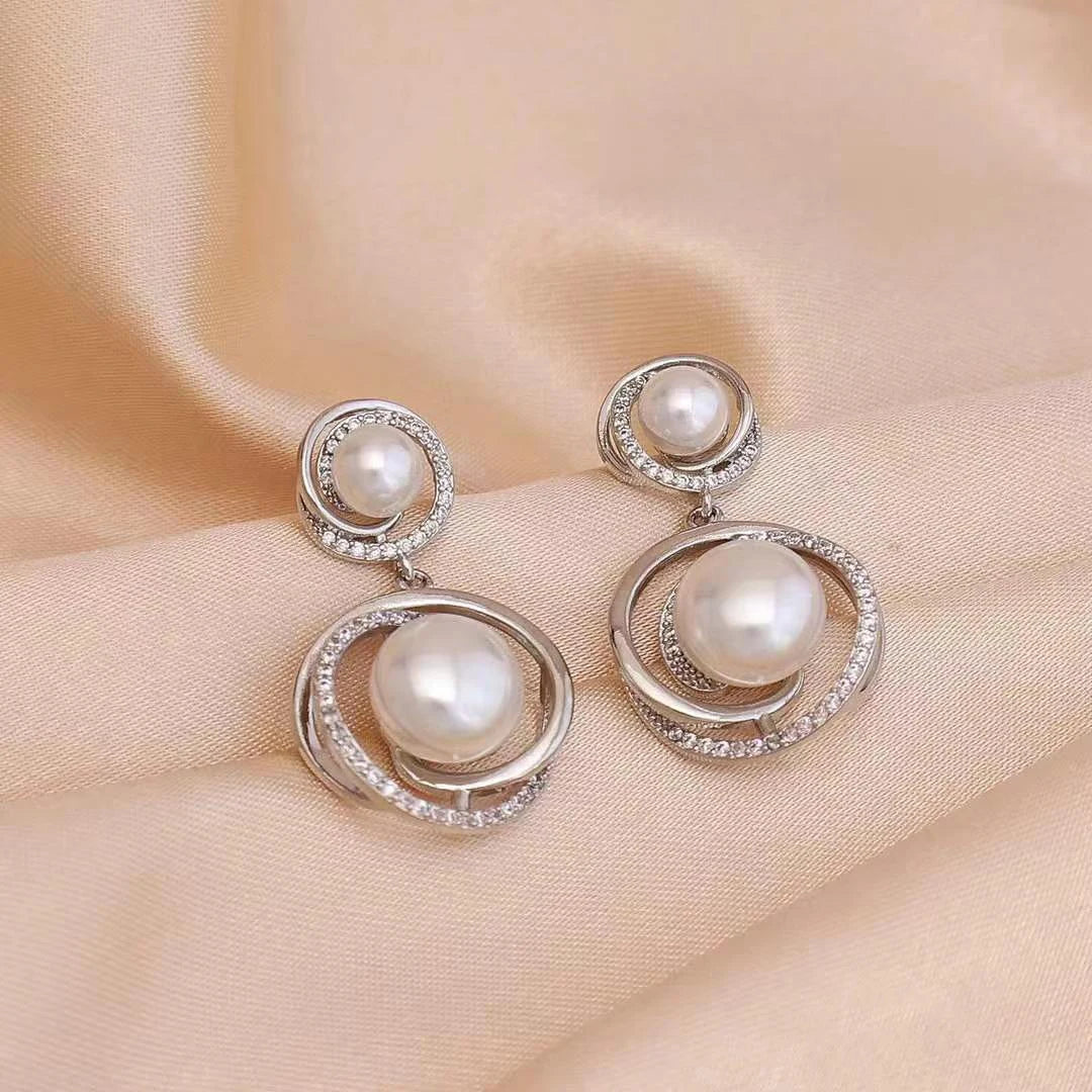 Women Hot Sale Imitation Pearl Heart Decorative Drop Earring Elegant Trendy Luxurious Charms Bulk Jewelry Accessories for Daily