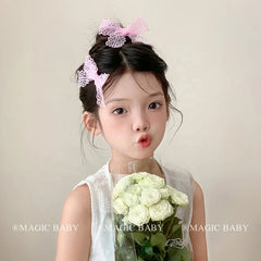 Solid Color Lace Bowknot Sweet Cute Hair Clips for Baby Girls Fashion Chic Alligators for Kids Children Hair Accessories Stylish