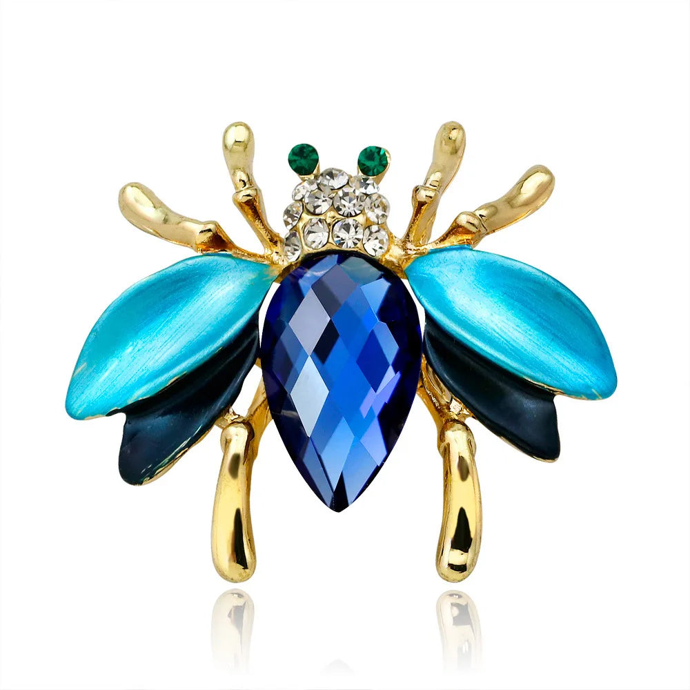 Fashion Trendy Bees Animals Glitter Rhinestone Sparkle Brooches for Girls Stylish Cute Sweet Jewelry for Women Ladies Accessory