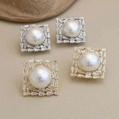 Fashion Classic Art Deco Imitation Pearl Stud Earrings for Girls Elegant Adorable Jewellry for Women Lady Accessories Wholesale