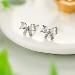 Female Star Bow Shape Hot Sale Small Stud Earring Trendy Fashion Glitter Simple Bulk Jewelry Accessories for Women Daily Causal