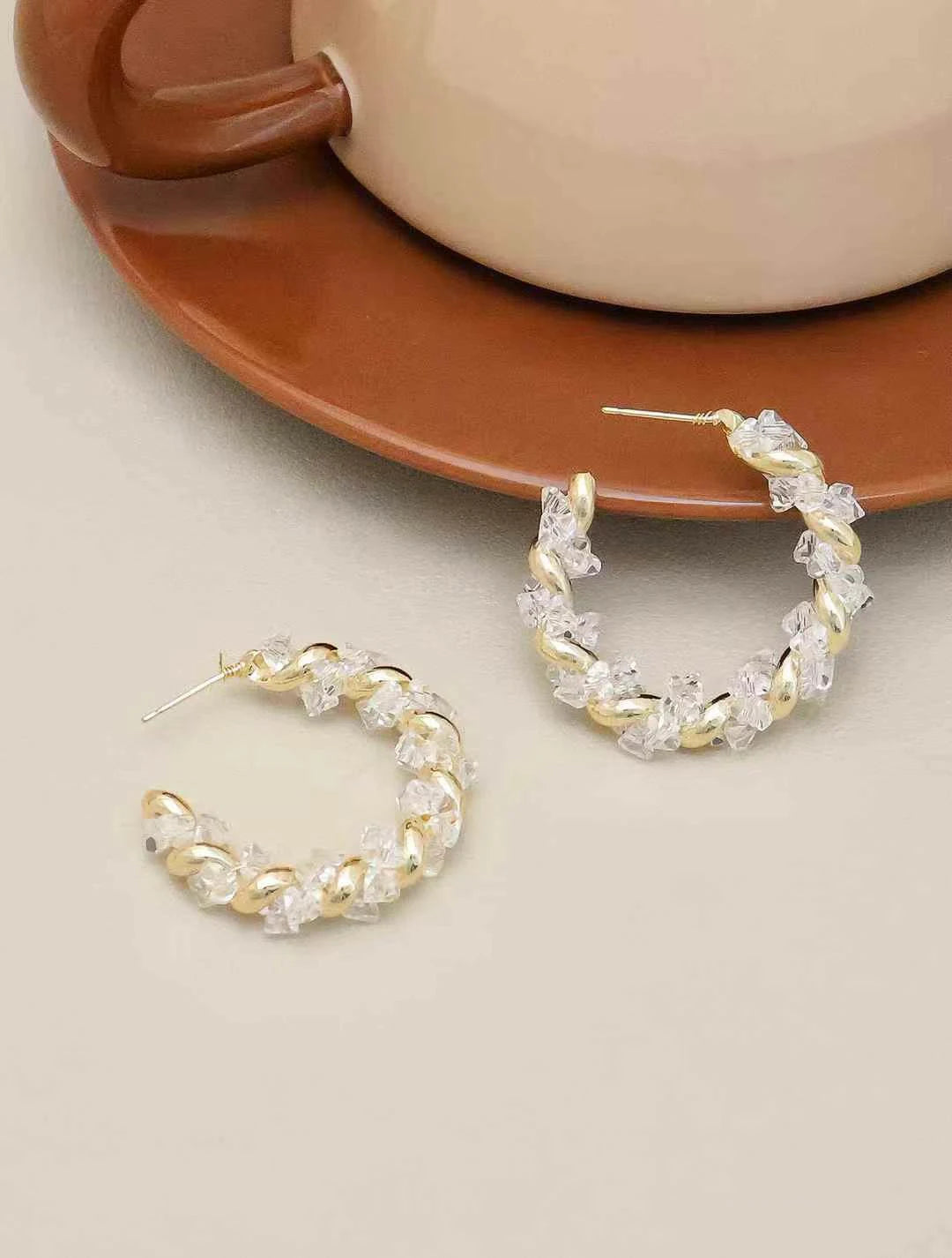 Female Hot Sale New Design Rhinestone Small Hoop Earring Fashion Elegant Glamorous Luxurious Wholesale Jewelry Accessories