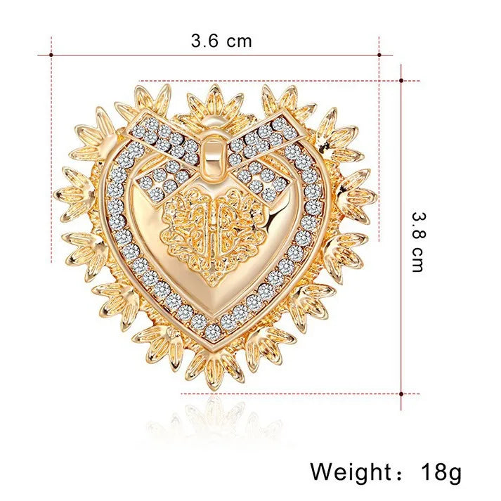 Fashion Trendy Glitter Heart Shaped Sweet Brooches for Girls Sweet Sparking Pins Jewelry for Women Ladies Accessories New Design