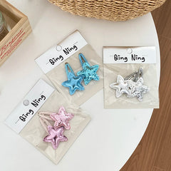Minimalistic Glitter Star Hair Clips for Baby Girls Solid Color Snap Hair Accessories for Kids Made of Durable Alloy