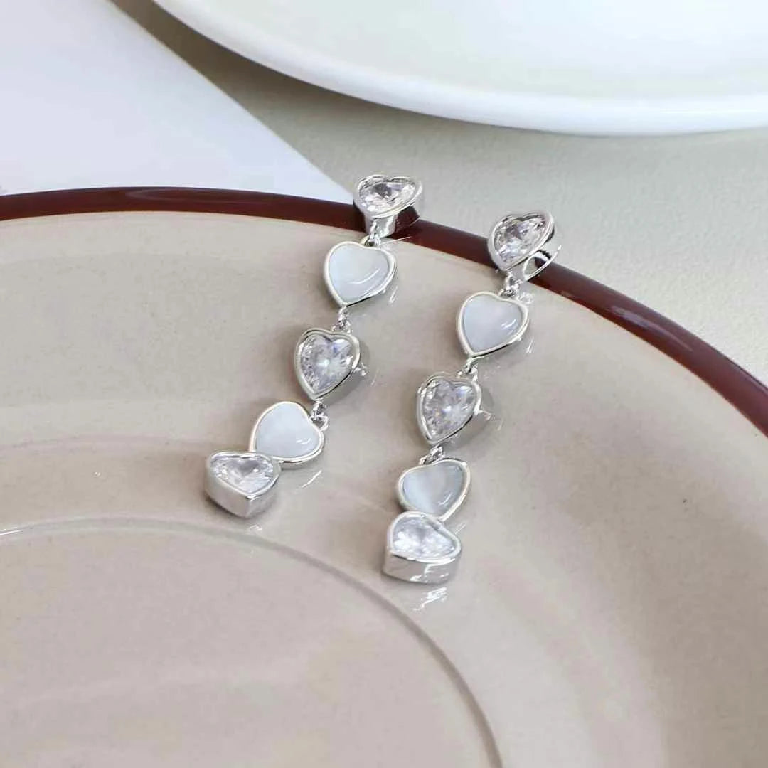 Girly Aesthetic Heart Star Shape Medium Drop Earring Fashion Glitter Sparking Glamorous Wholesale Jewelry Accessories for Daily