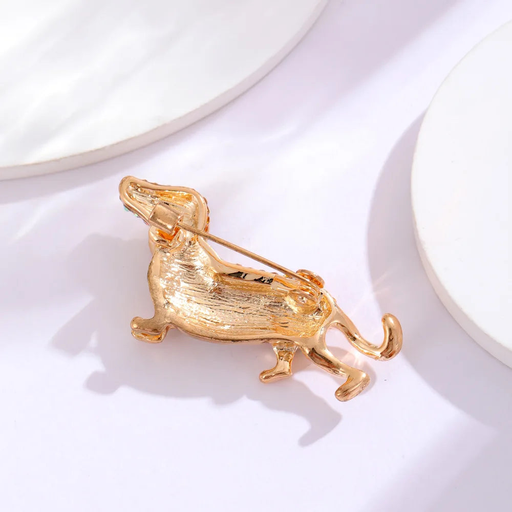 Fashion Glitter Pet Dog Puppy Cute Brooches for Girls Dachshund Trendy Pins Jewelry for Women Ladies Accessories New Design