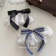 Bowknot Large Solid Color Plaid Hair Clips Grace Stylish New Design Handmade Hair Claws for Women Daily Street Use Accessories