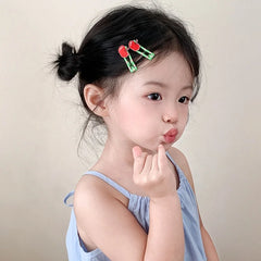 Sweet and Cute Multicolor Flower Apple Hairpins Children's Fashion Accessory for Daily Use Simple Style for Kids and Girls